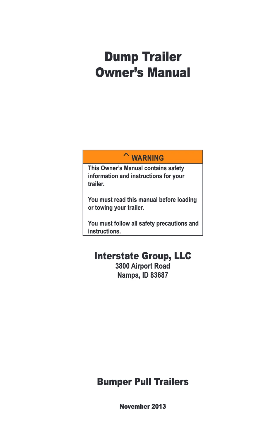 Download the Interstate Bumper Pull Dump owner's manual.